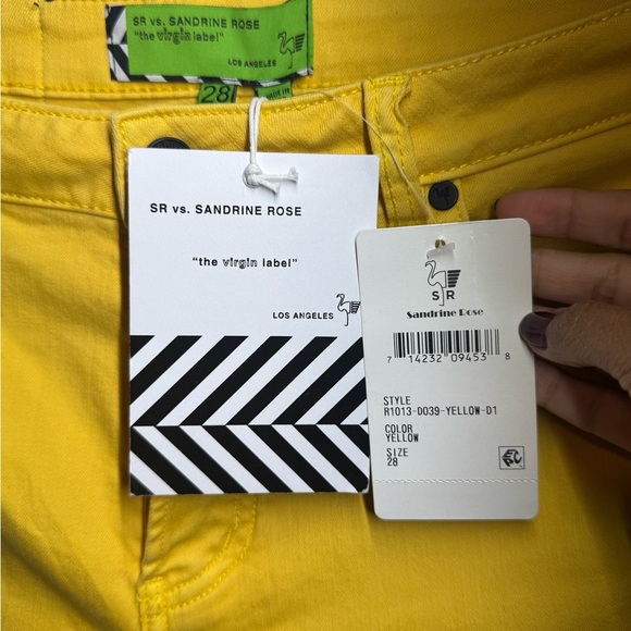 SR vs. Sandrine Rose Yellow Jeans “The Virgin Label” Los Angeles Size 28 NWT - Picture 3 of 8